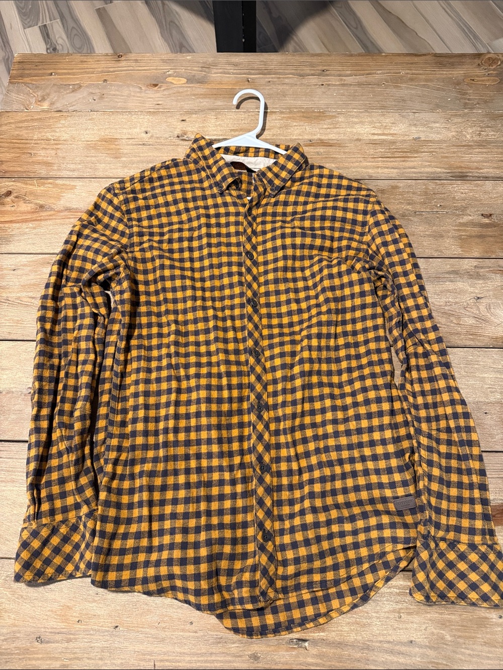 Men's Yellow and Black Checked Casual Button-Down Shirt
